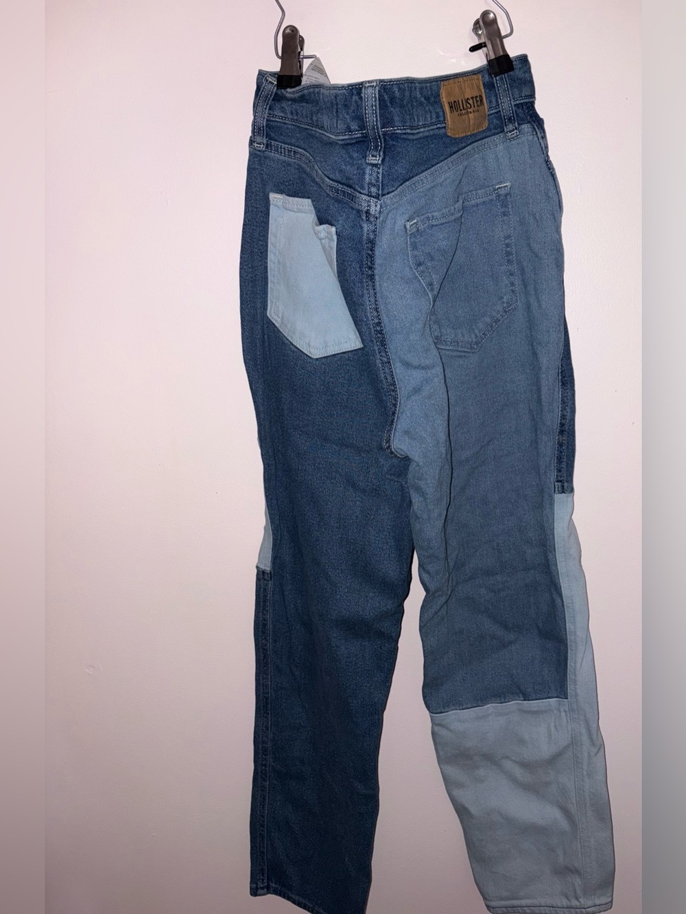 Hollister Mom Patchwork Denim Jeans - Multi Blue